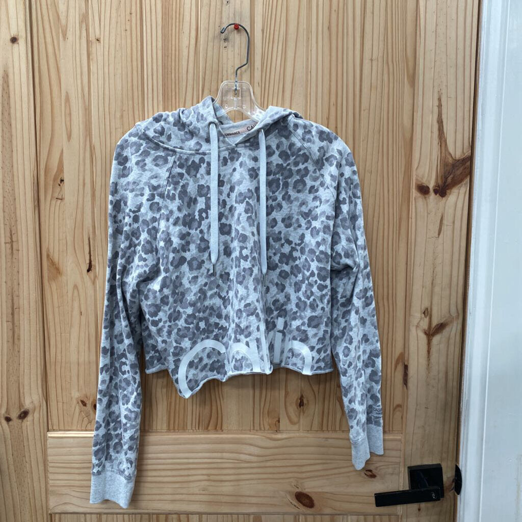 WOMENS CALVIN KLEIN GREY LEOPARD HOODIE L