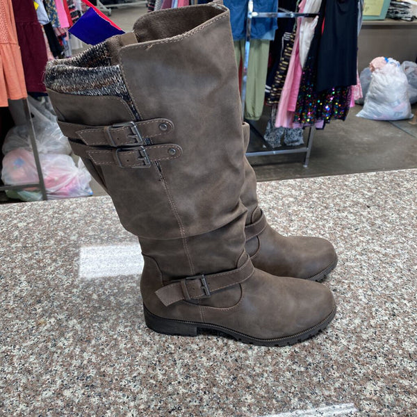 WOMENS JELLYPOP BROWN TALL BOOTS 8 1/2