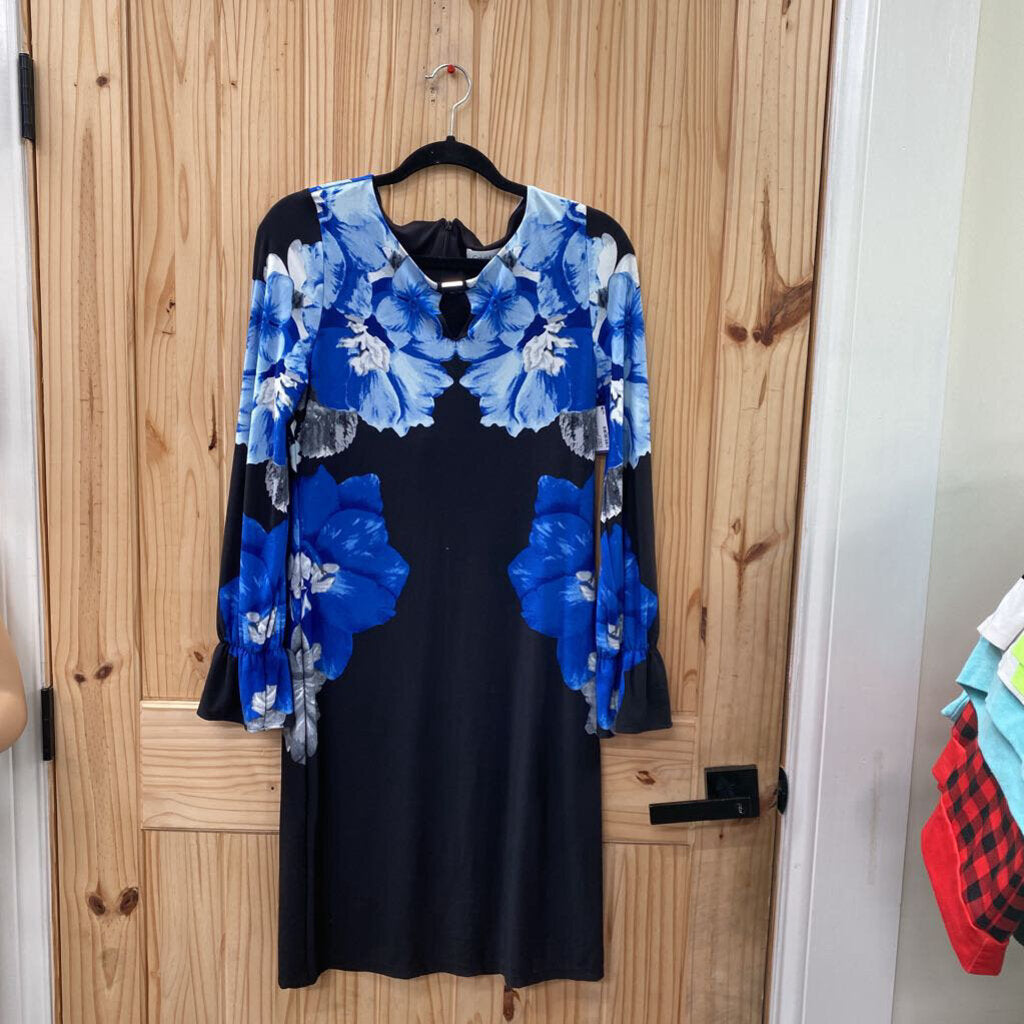 WOMENS CALVIN KLEIN CASUAL DRESS BLUE/BLK FLORAL 4