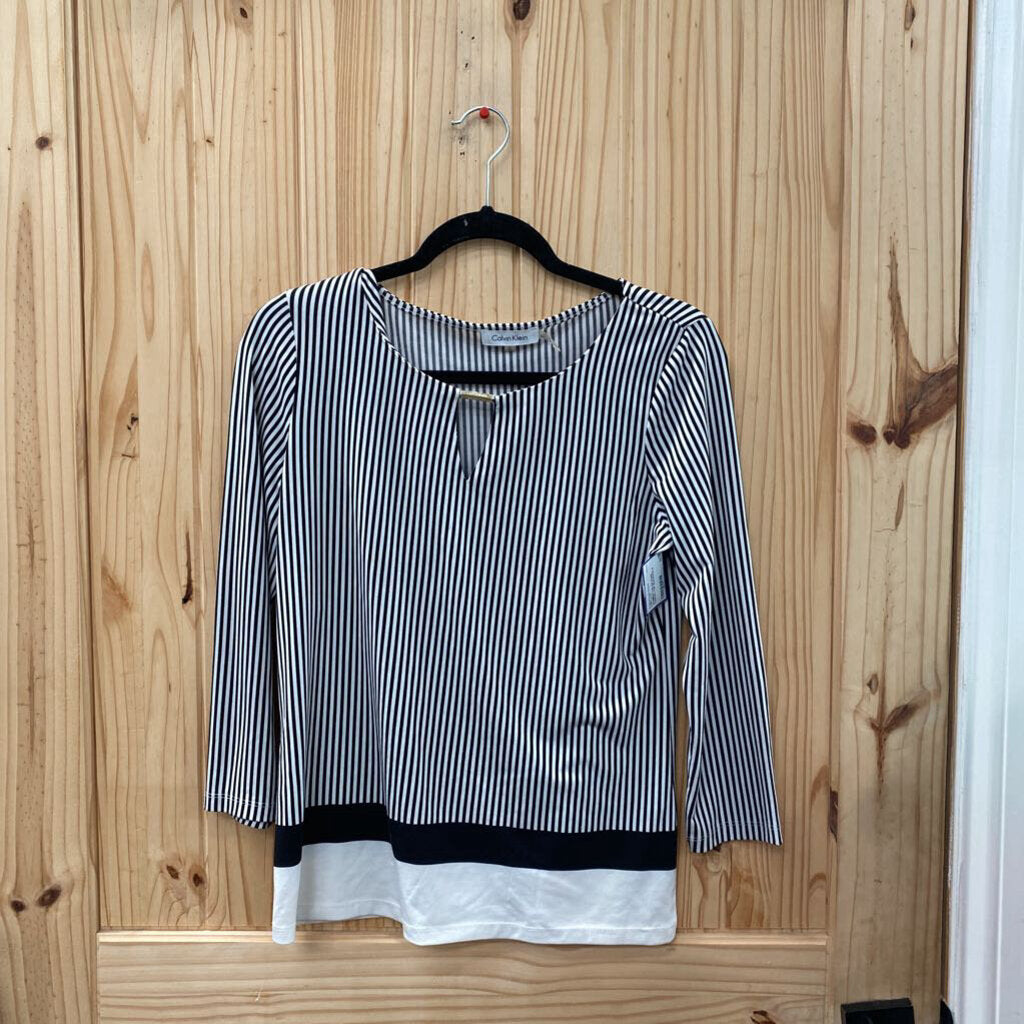 WOMENS CALVIN KLEIN CASUAL TOP BLK/WHITE S