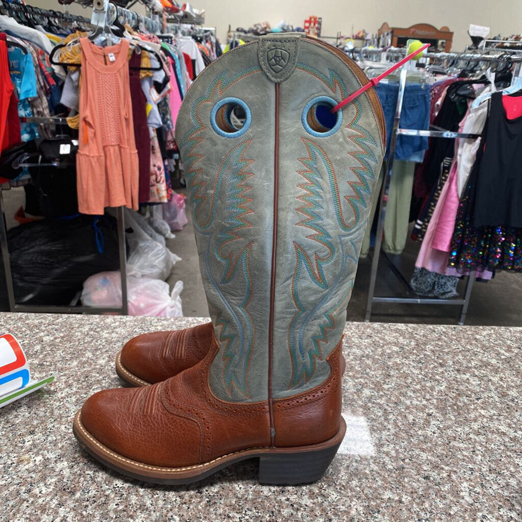 MENS ARIAT BOOTS LT GREEN/CHESTNUT 8D LIKE NEW