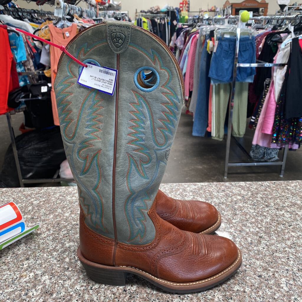 MENS ARIAT BOOTS LT GREEN/CHESTNUT 8D LIKE NEW
