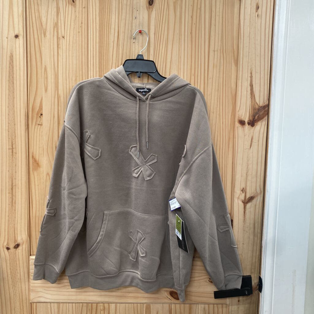 WOMENS SUGAR KISS DK TAUPE HOODIE L NWT