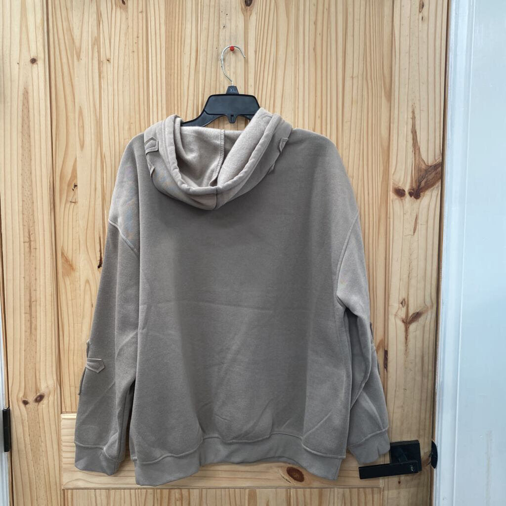 WOMENS SUGAR KISS DK TAUPE HOODIE L NWT