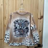 WOMENS HALF HOOD HALF HOLY SWEATSHIRT LT TAUPE/LEOPARD XL