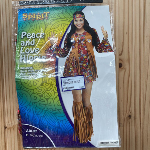 WOMENS PEACE AND LOVE HIPPIE COSTUME ADULT S/M NEW