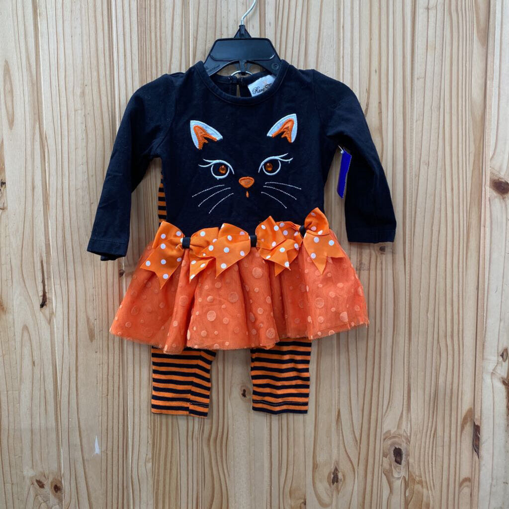 GIRLS RARE EDITIONS 2PC SET ORANGE/BLK 12M