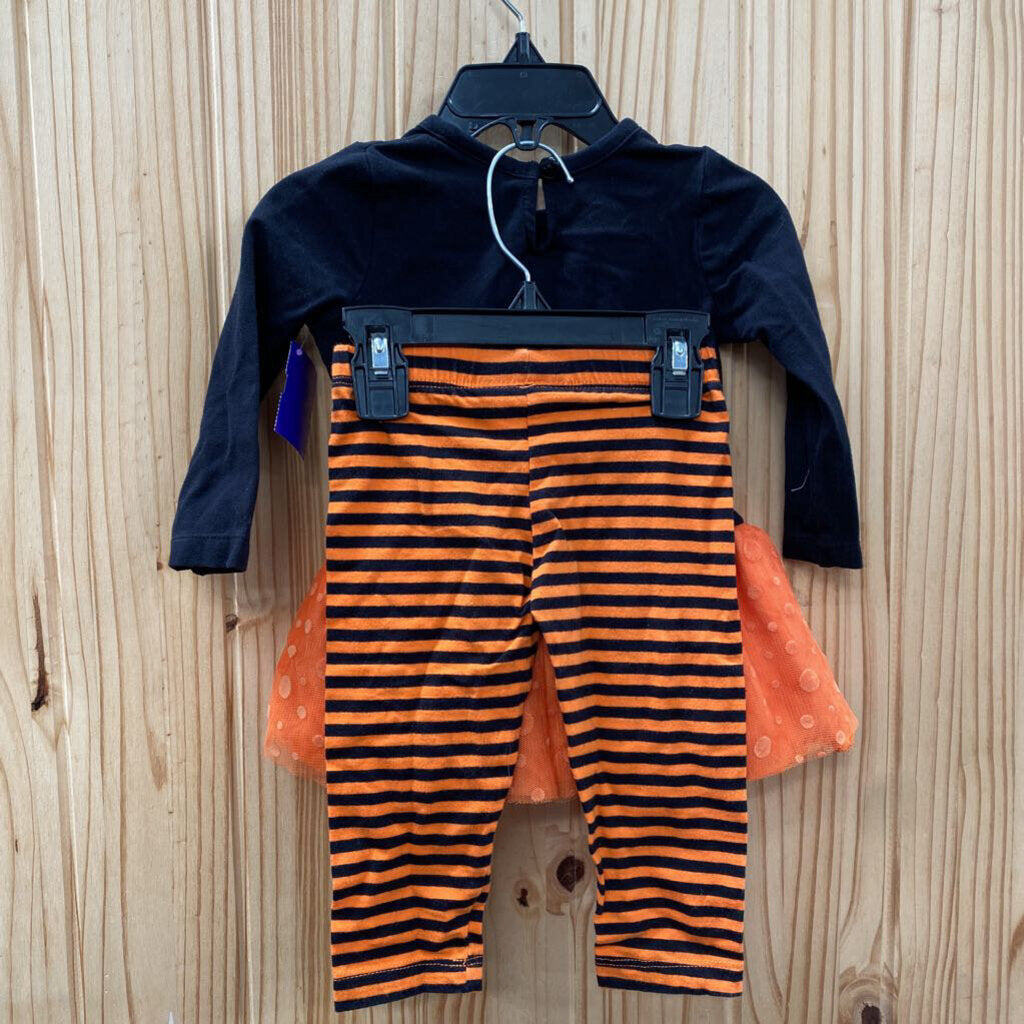 GIRLS RARE EDITIONS 2PC SET ORANGE/BLK 12M