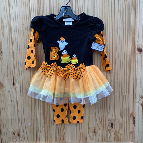 GIRLS BONNIE BABY 2PC SET BOO ORANGE/YELLOW/BLK 18M