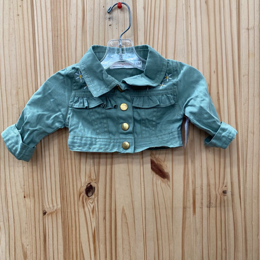 GIRLS YOUNG HEARTS SAGE FLORAL JACKET 3/6M
