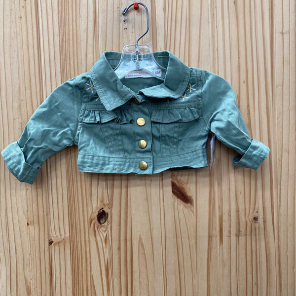 GIRLS YOUNG HEARTS SAGE FLORAL JACKET 3/6M
