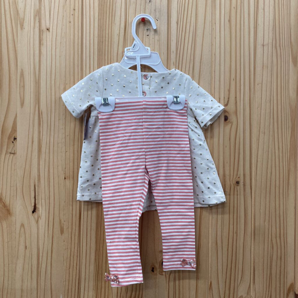 GIRLS MAX STUDIO 2PC SET IVORY/MAUVE FLORAL 6/9M NWT