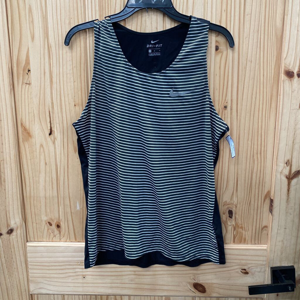 WOMENS NIKE TANK BLK/WHITE STRIPE M