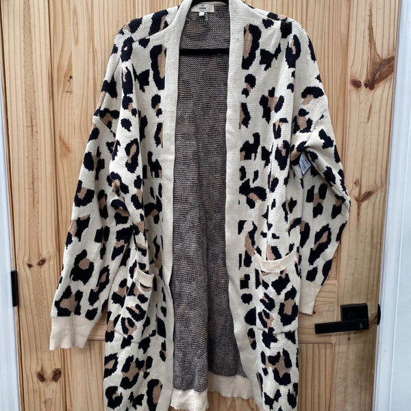 WOMENS ENTRO SWEATER CARDIGAN LEOPARD 1X