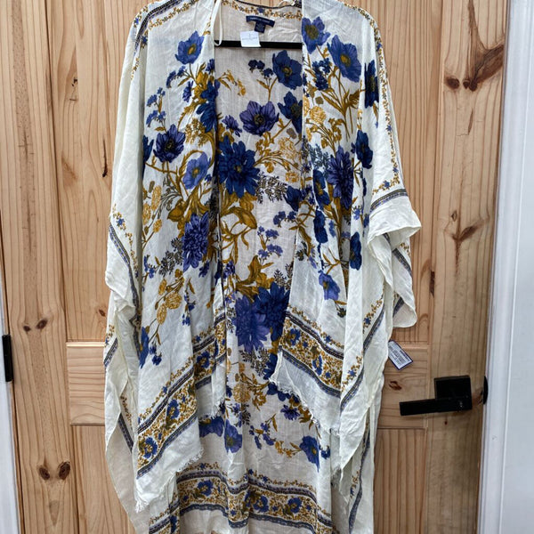 WOMENS AMERICAN EAGLE TAUPE/BLUE FLORAL SHEER CARDIGAN O/S NWT