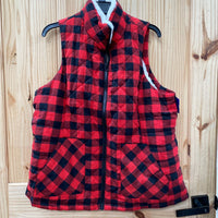 WOMENS MAURICES RED/BLK PLAID VEST 0 NWT