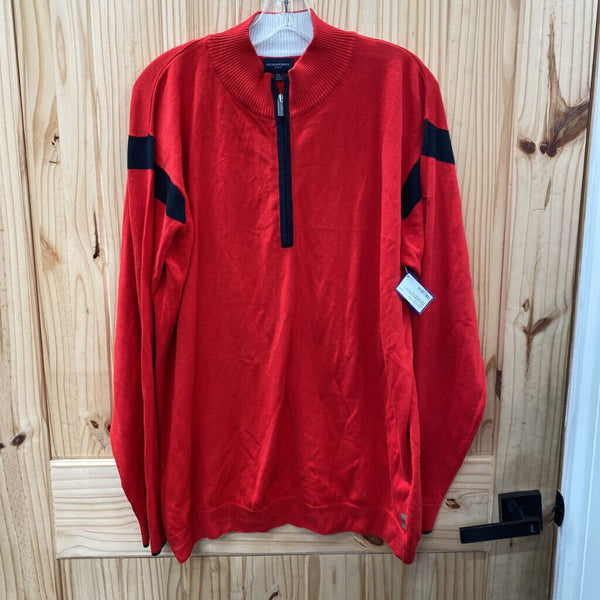MENS BURBERRY GOLF LS SHIRT RED/BLK XL
