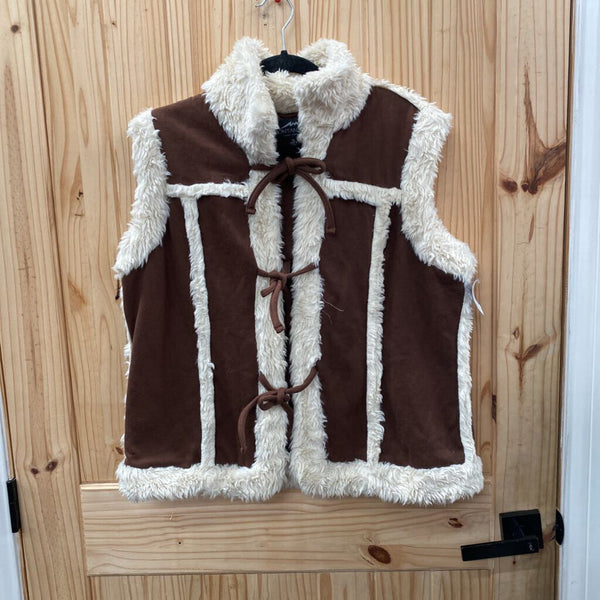 WOMENS MONTANACO FUR VEST BROWN/TAN XL