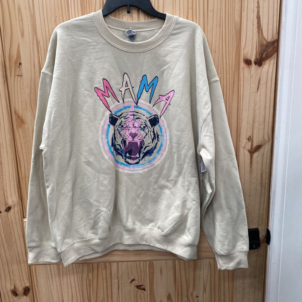 WOMENS MAMA TAUPE SWEATSHIRT XL