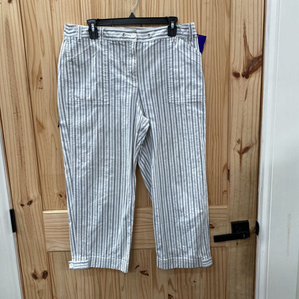 WOMENS JONES NEW YORK BLK/WHITE STRIPE CASUAL PANTS 14