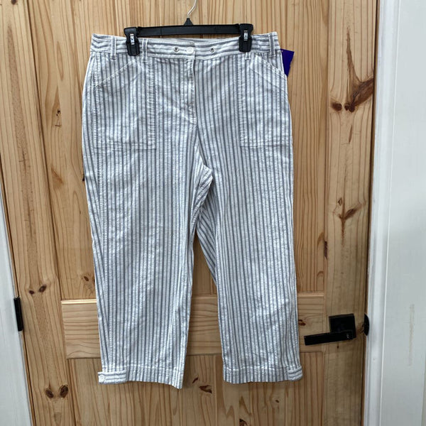 WOMENS JONES NEW YORK BLK/WHITE STRIPE CASUAL PANTS 14