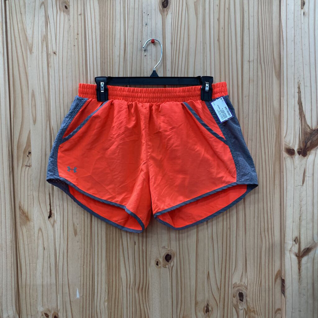 WOMENS UNDER ARMOUR SHORTS BRIGHT ORANGE/GREY M