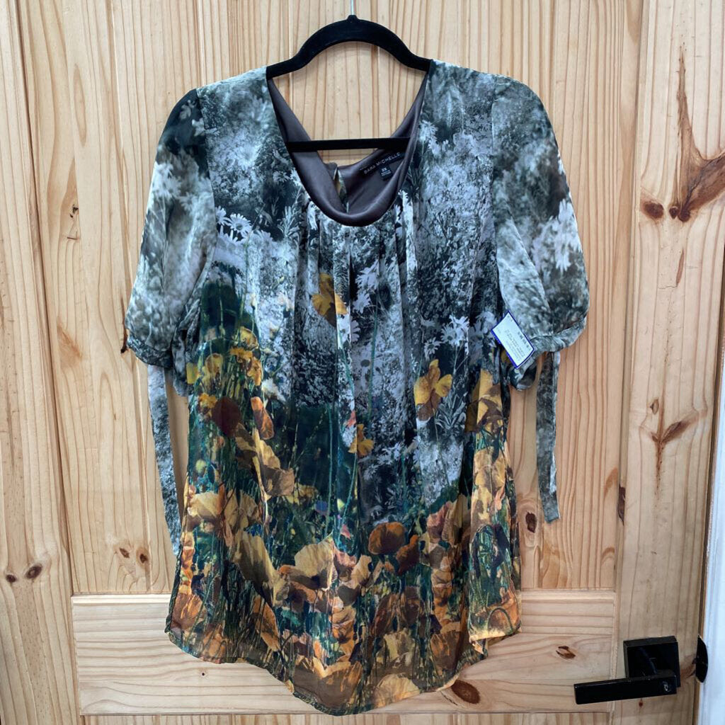 WOMENS SARA MICHELLE FLORAL CASUAL TOP 2X