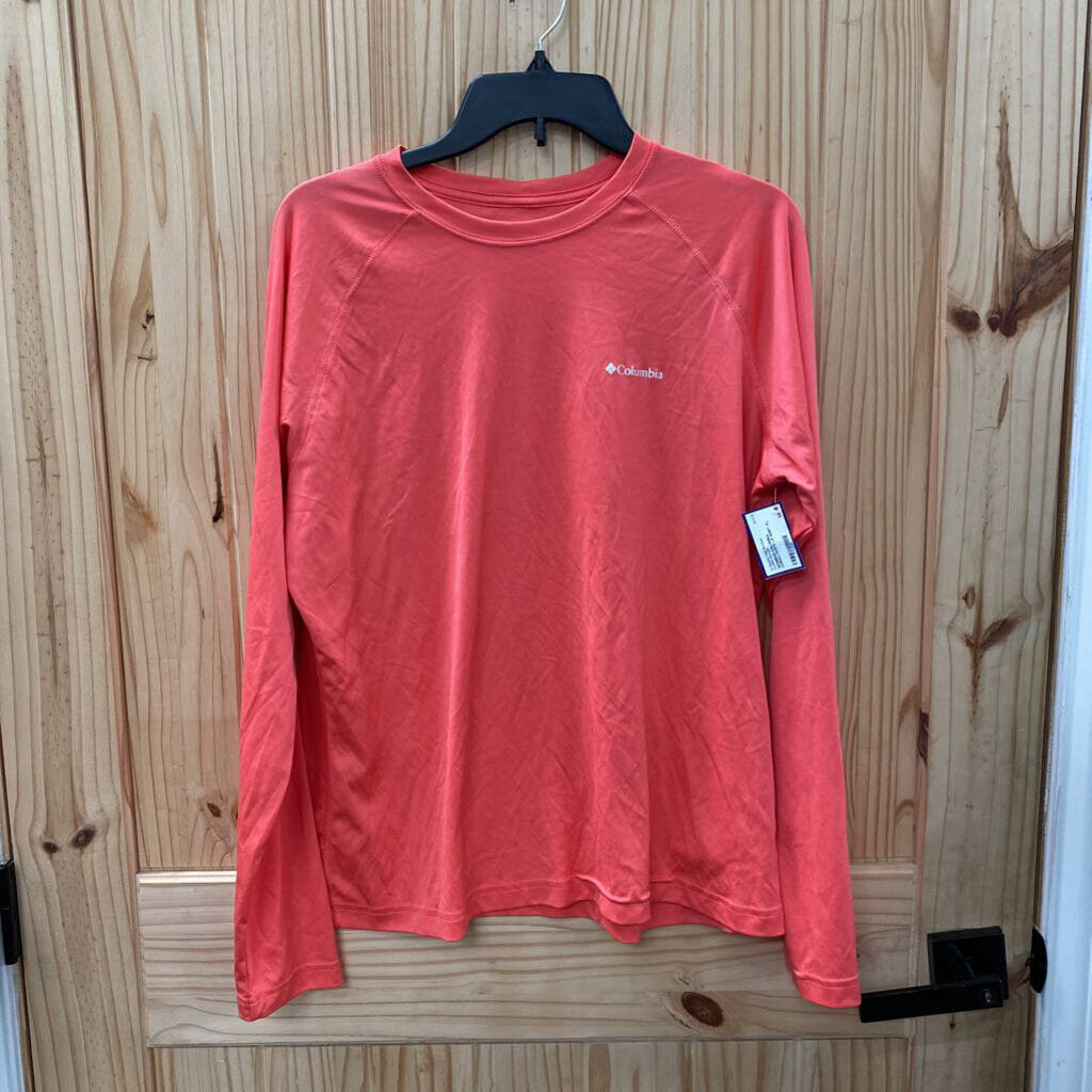WOMENS COLUMBIA CORAL/WHITE LS SHIRT XL