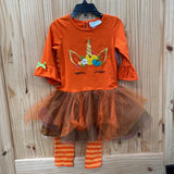 GIRLS RARE EDITIONS 2PC SET ORANGE W/UNICORN 4T