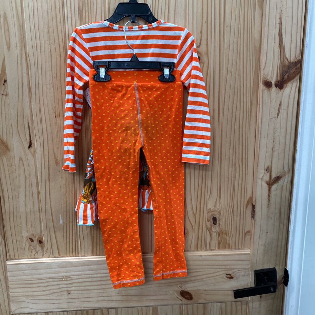 GIRLS ANN LOREN 2PC SET ORANGE/BROWN/WHITE 4/5T