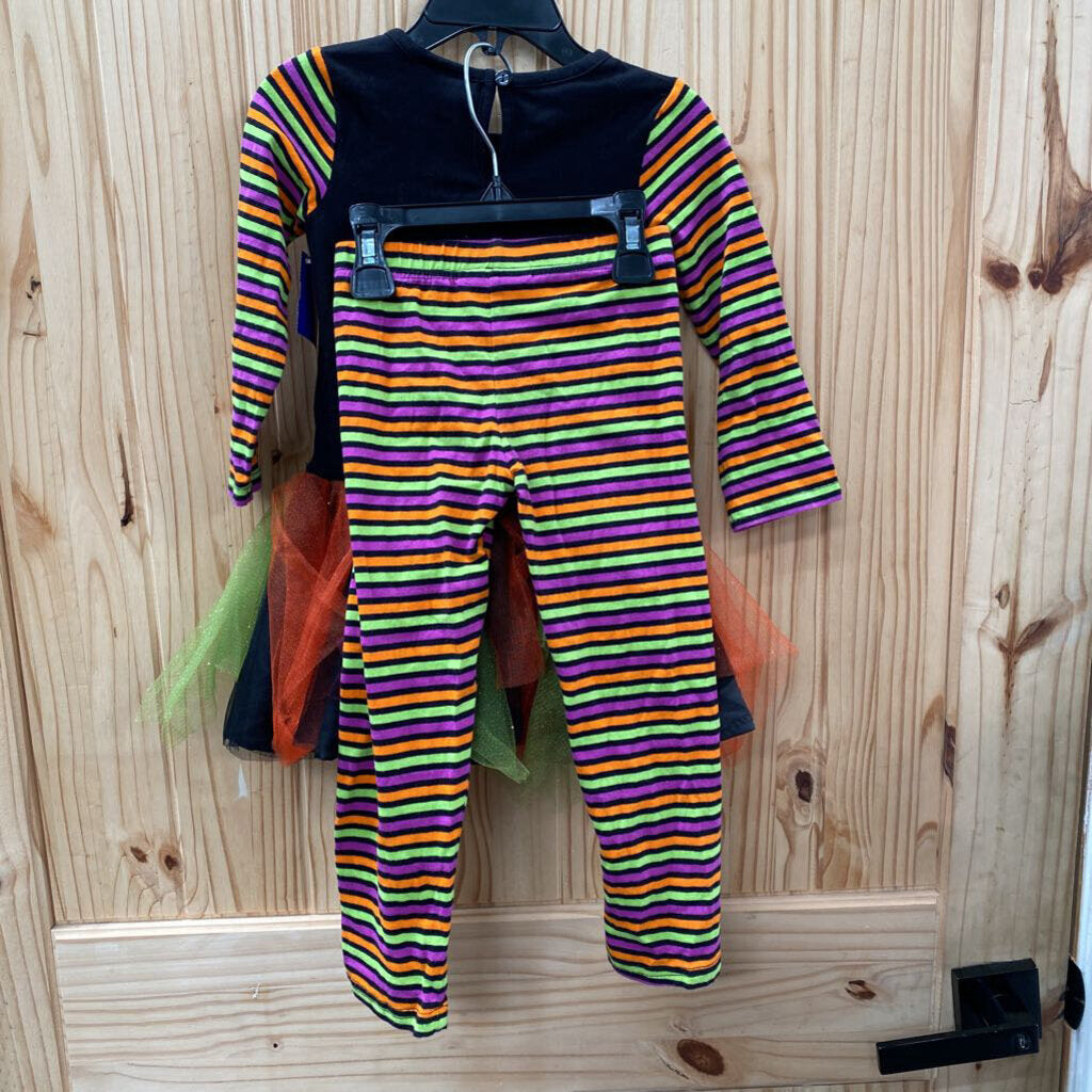 GIRLS EMILY ROSE 2PC SET W/UNICORN CAT PURPLE/ORANGE/BLK/GREEN 3T