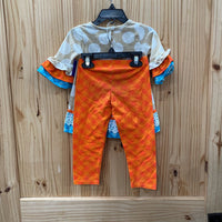 GIRLS EMILY ROSE 2PC SET ORANGE/SKY BLUE/TAUPE W/PUMPKINS 2T