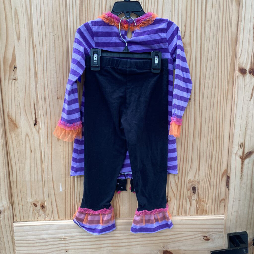 GIRLS BONNIE JEAN 2PC SET PURPLE/ORANGE/PINK W/WITCH HAT/SPIDER 5