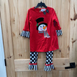 GIRLS RARE EDITIONS 2PC SET RED/WHITE/BLK W/SNOWMAN 6