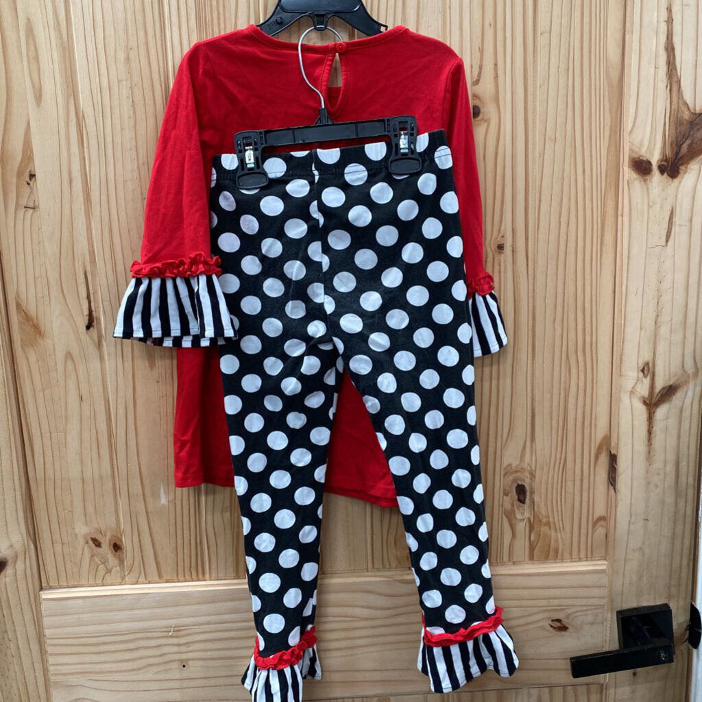 GIRLS RARE EDITIONS 2PC SET RED/WHITE/BLK W/SNOWMAN 6
