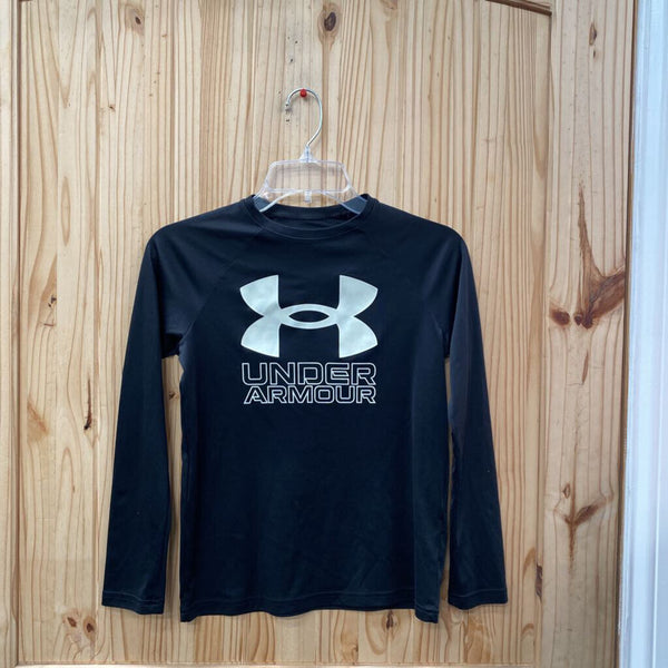 BOYS UNDER ARMOUR LS SHIRT BLK/WHITE YM 10