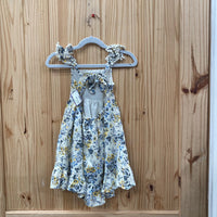 GIRLS JOIE LT BEIGE FLORAL SL DRESS