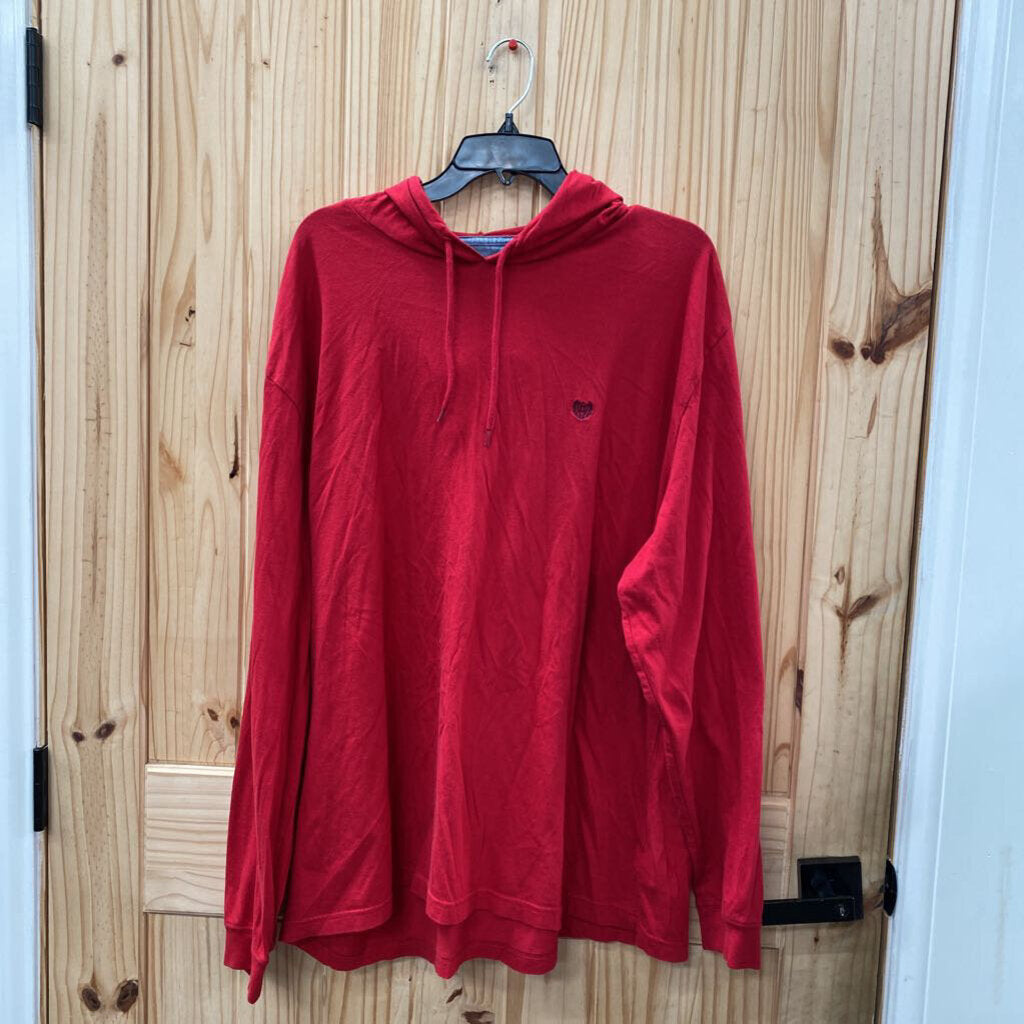 MENS CHAPS LS HOODED SHIRT RED XXL