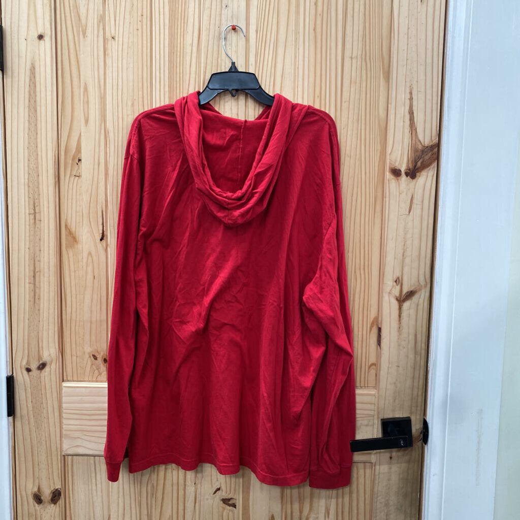 MENS CHAPS LS HOODED SHIRT RED XXL