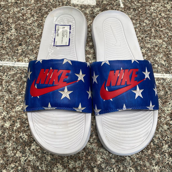 MENS NIKE SLIDES RED/WHITE/BLUE W/STARS 13