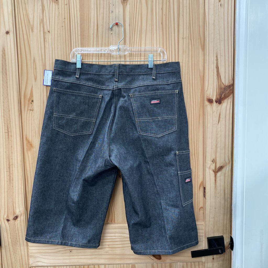 MENS DICKIES BLK DENIM SHORTS 34