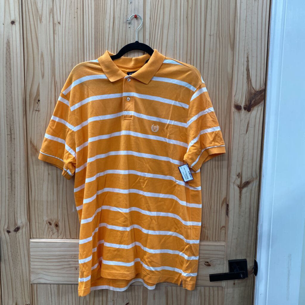 MENS CHAPS ORANGE/WHITE POLO SHIRT L