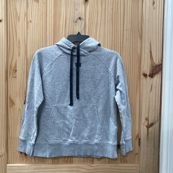 BOYS UNDER ARMOUR GREY/BLK HOODIE S 8/10