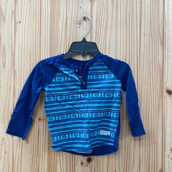 BOYS BABY GAP LS BLUE/TURQUOISE SHIRT 3T