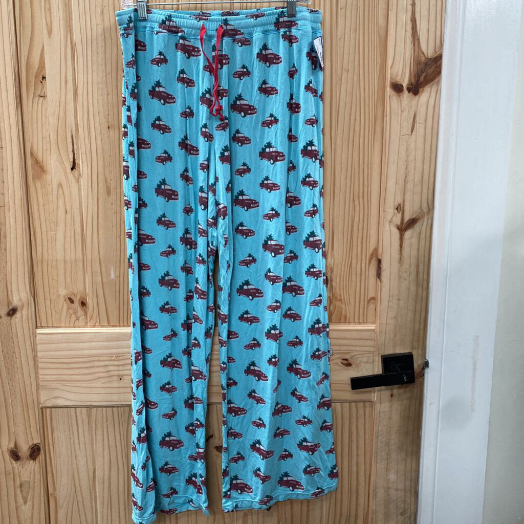 MENS KICKEE SKY BLUE PAJAMA PANTS W/TRUCKS W/CHRISTMAS TREES 3X
