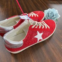 WOMENS RED SHOES W/WHITE STARS 9