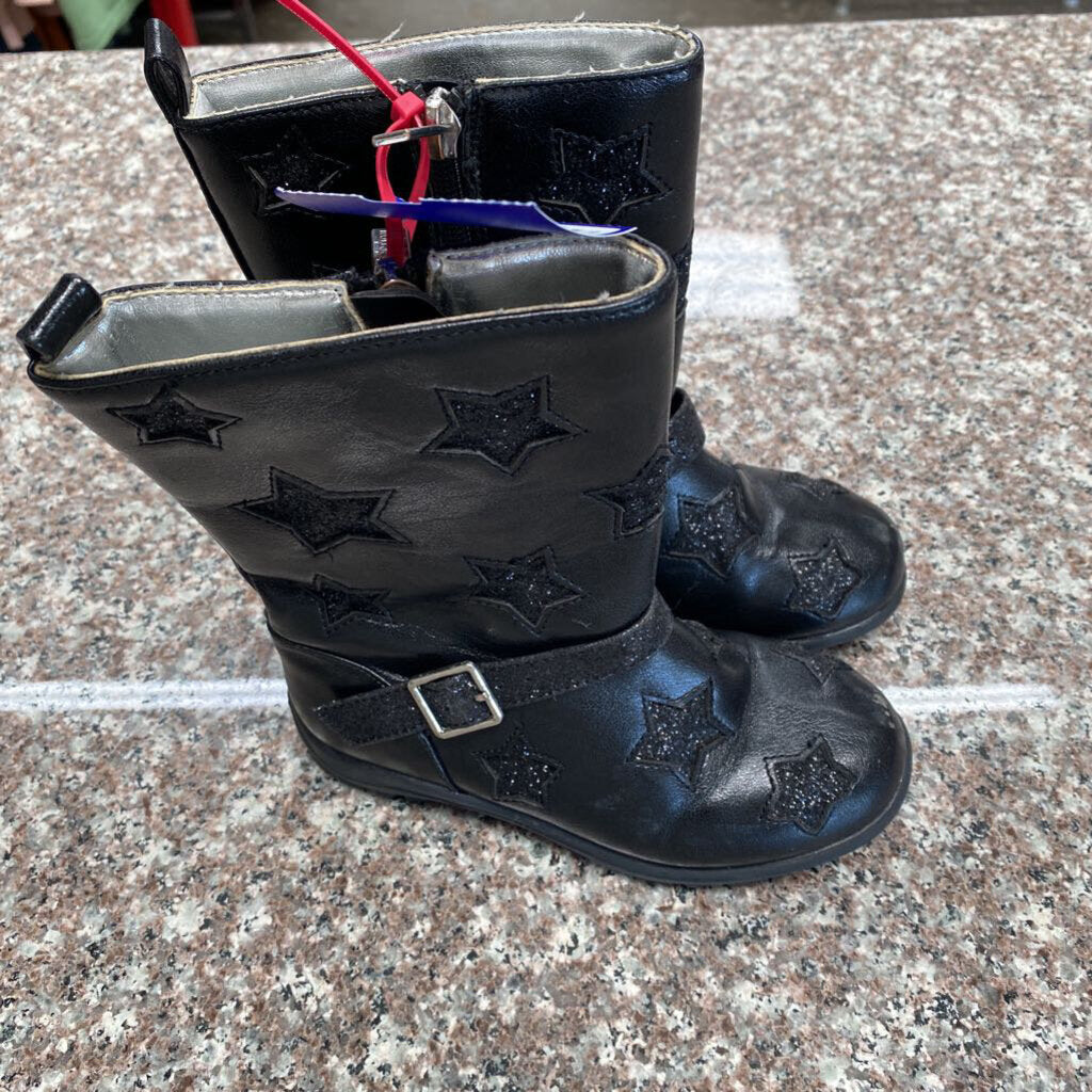 GIRLS KENNETH COLE BLK BOOTS W/STARS 9