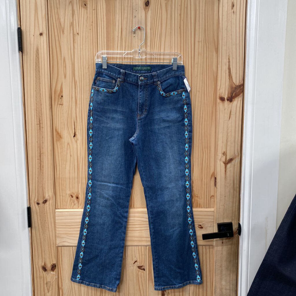 WOMENS RALPH LAUREN DENIM JEANS W/TURQUOISE BEADS 6