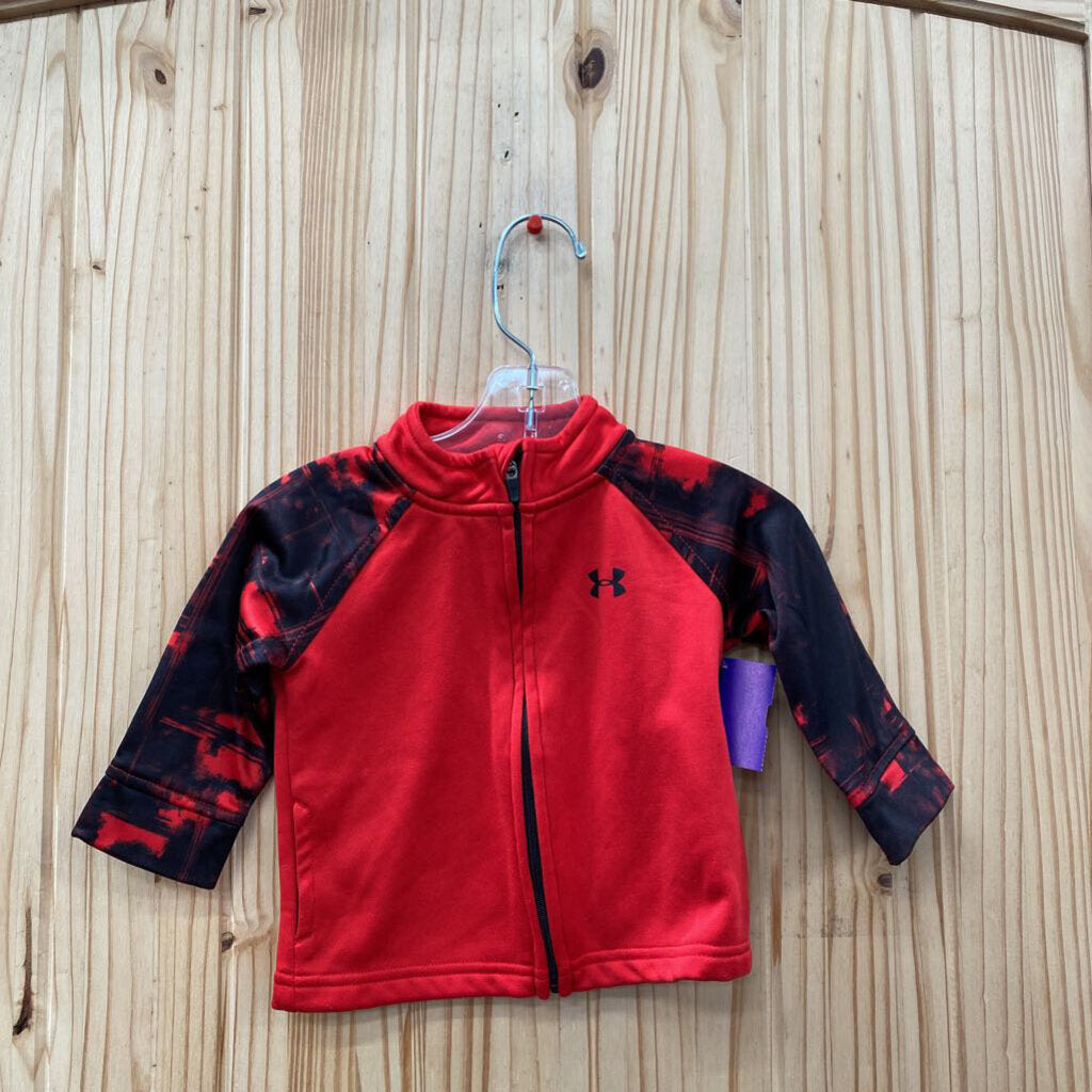 BOYS UNDER ARMOUR JACKET RED/BLK 6/9M