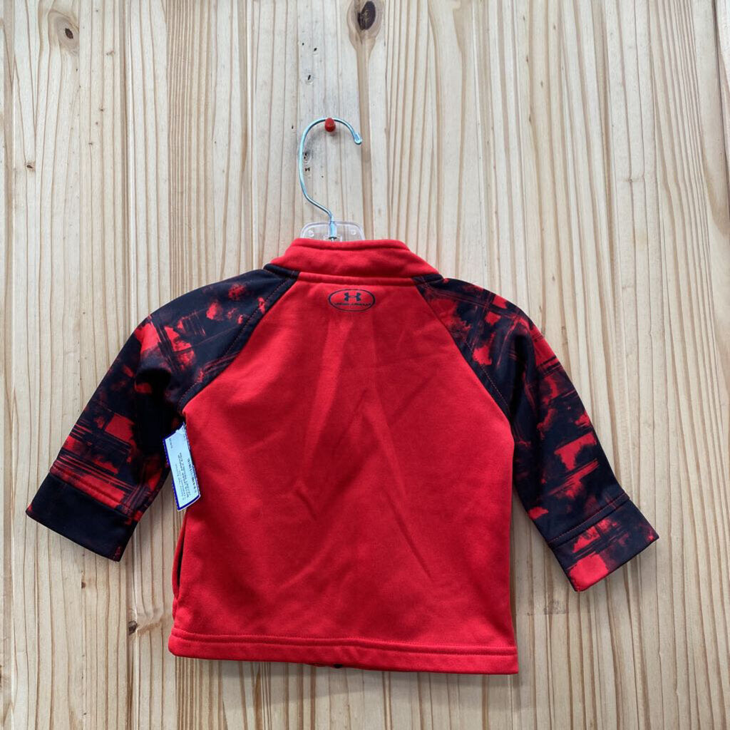 BOYS UNDER ARMOUR JACKET RED/BLK 6/9M